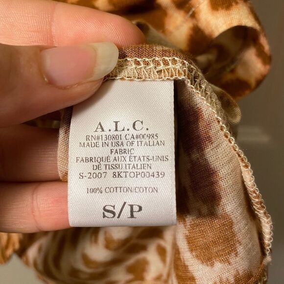 A.L.C. Bambina Leopard Print Short Sleeve Crewneck T-Shirt Brown Sz Small - Picture 9 of 10